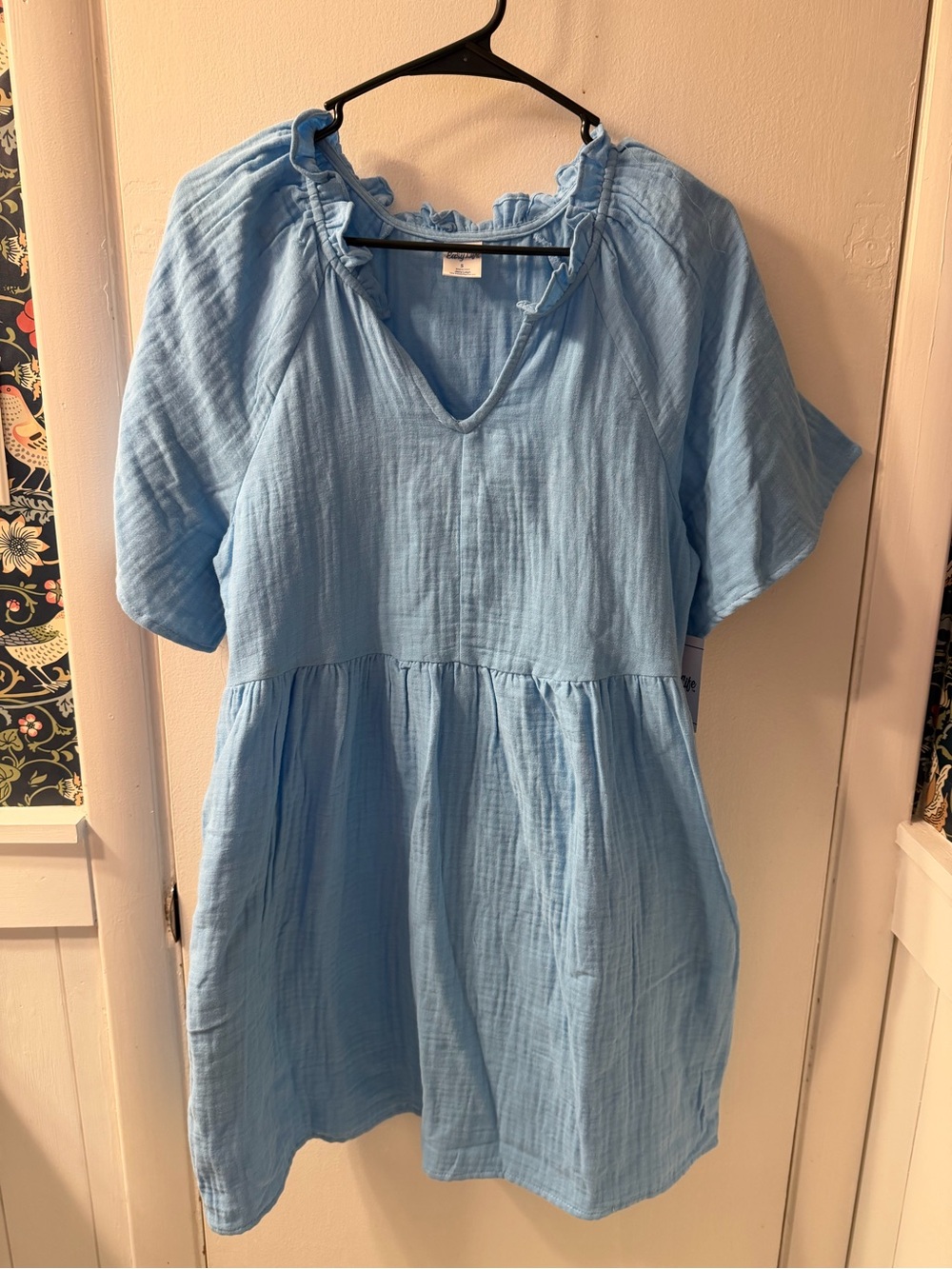 Light Blue 100% cotton Gauze Tiered Dress